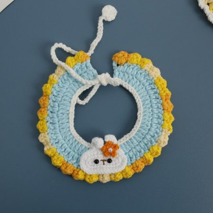 Crochet Pet Scarf for Cat Blue Cute Collar